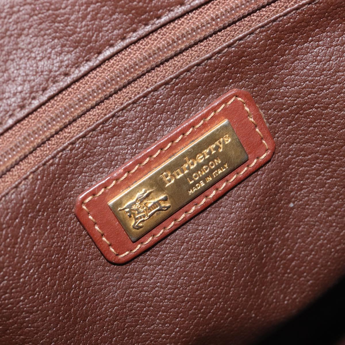 Burberrys Nova Check Hand Bag PVC Leather Beige Gold Tone Auth 208857