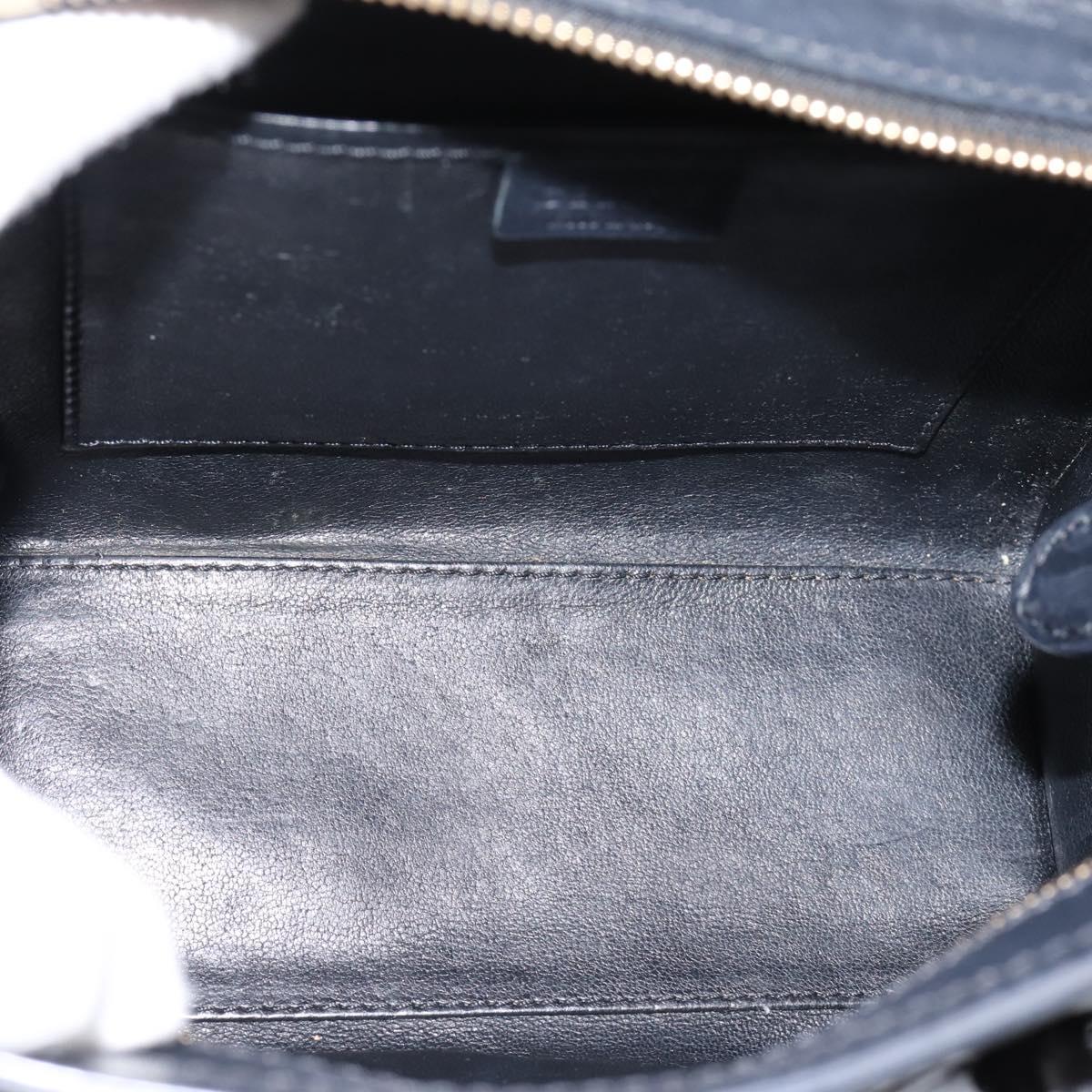 CELINE Luggage Nano Shopper Hand Bag Leather 2way Black Gold Tone Auth 208858