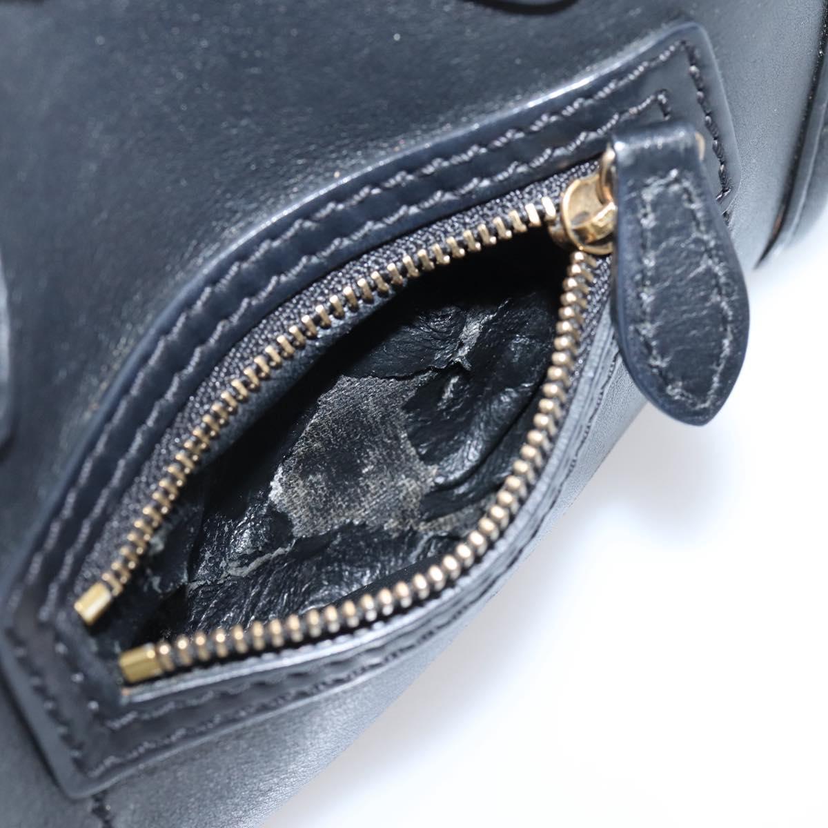 CELINE Luggage Nano Shopper Hand Bag Leather 2way Black Gold Tone Auth 208858