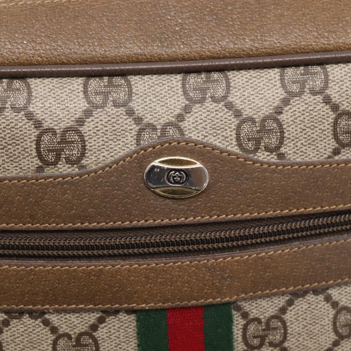 GUCCI GG Supreme Web Sherry Line Shoulder Bag PVC Beige 111 02 004 Auth 208869