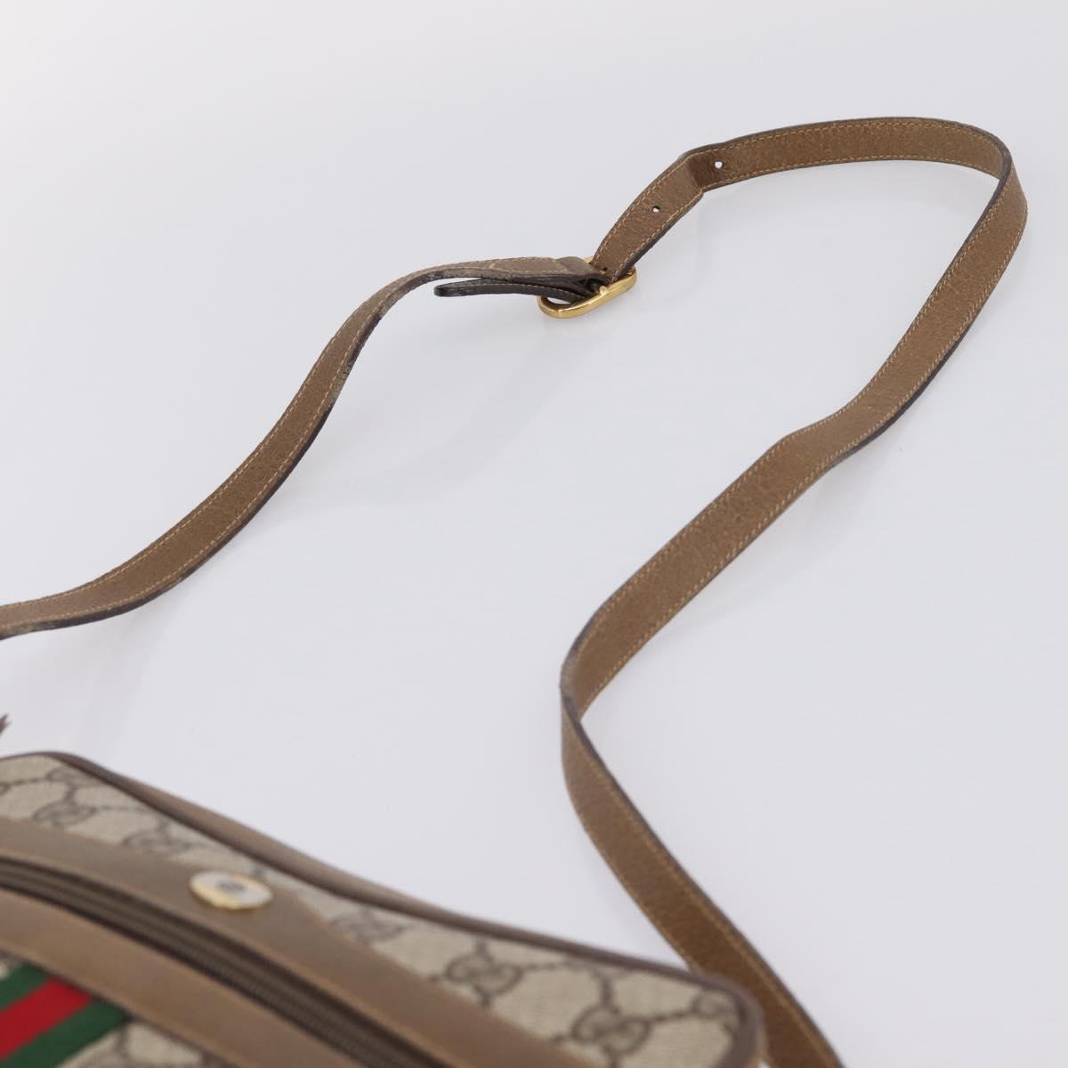 GUCCI GG Supreme Web Sherry Line Shoulder Bag PVC Beige 111 02 004 Auth 208869