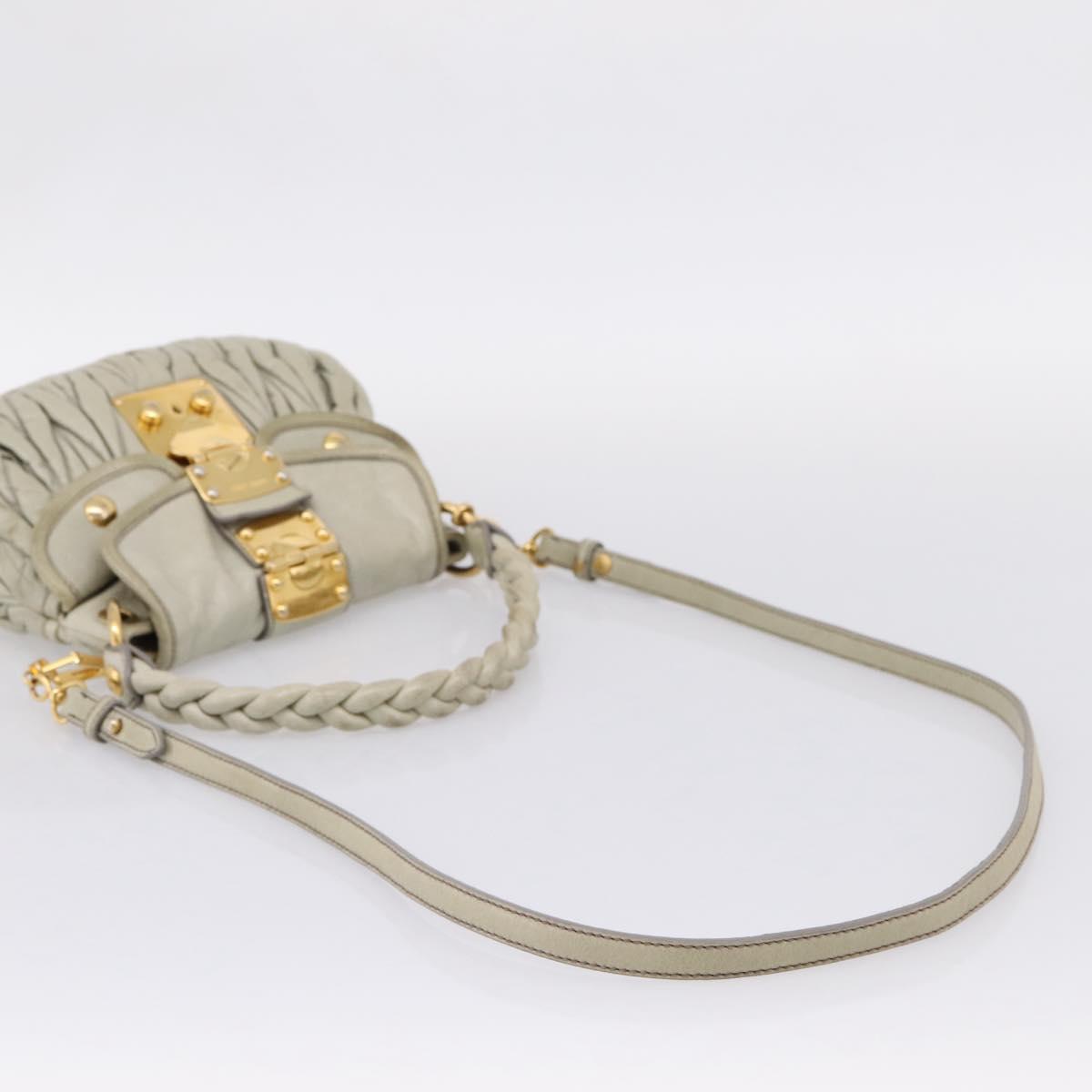 Miu Miu Matelasse Hand Bag Leather 2way Beige Gold Tone Auth 208870A