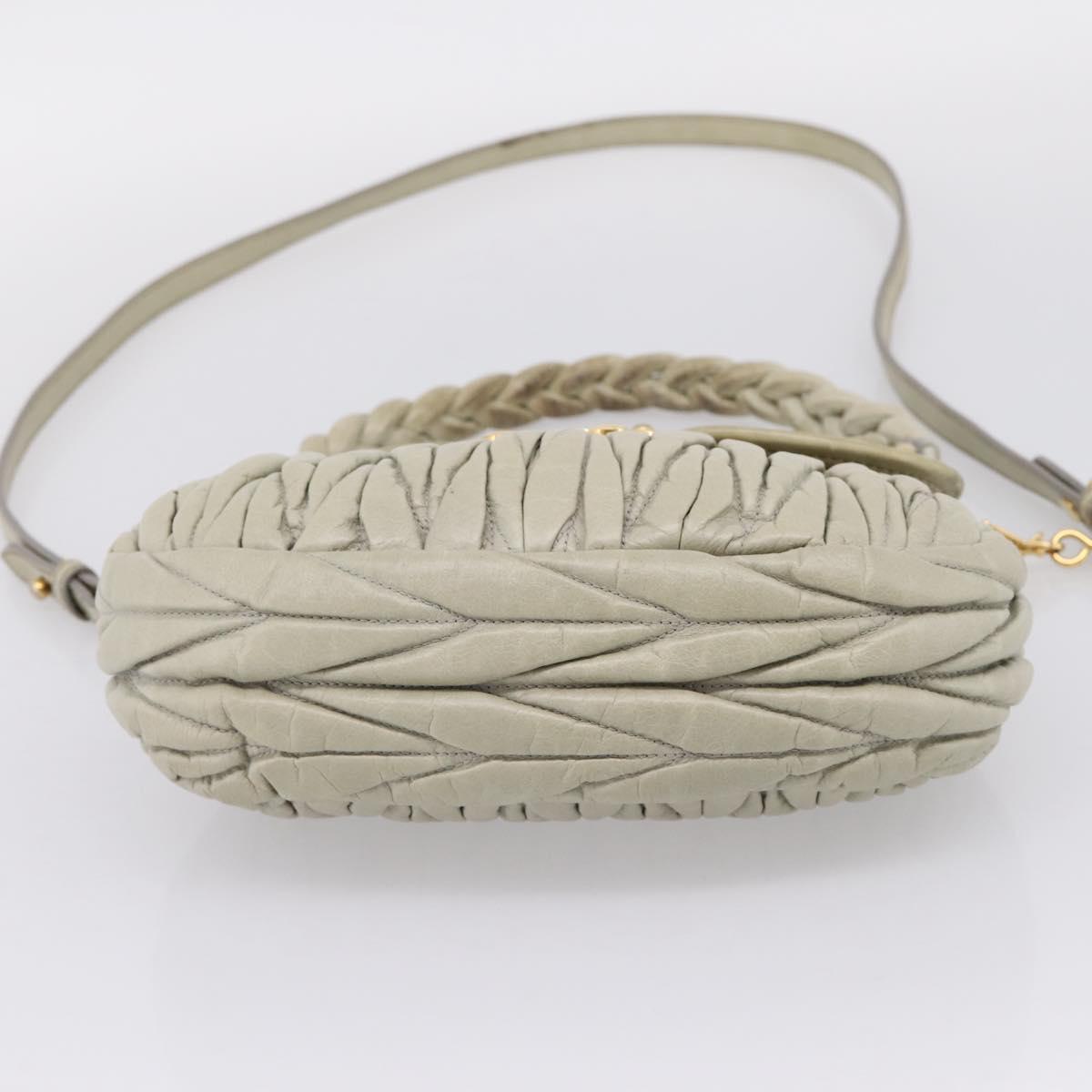 Miu Miu Matelasse Hand Bag Leather 2way Beige Gold Tone Auth 208870A