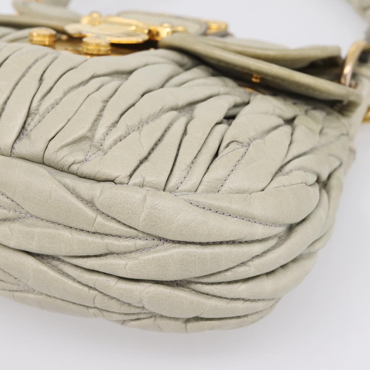 Miu Miu Matelasse Hand Bag Leather 2way Beige Gold Tone Auth 208870A