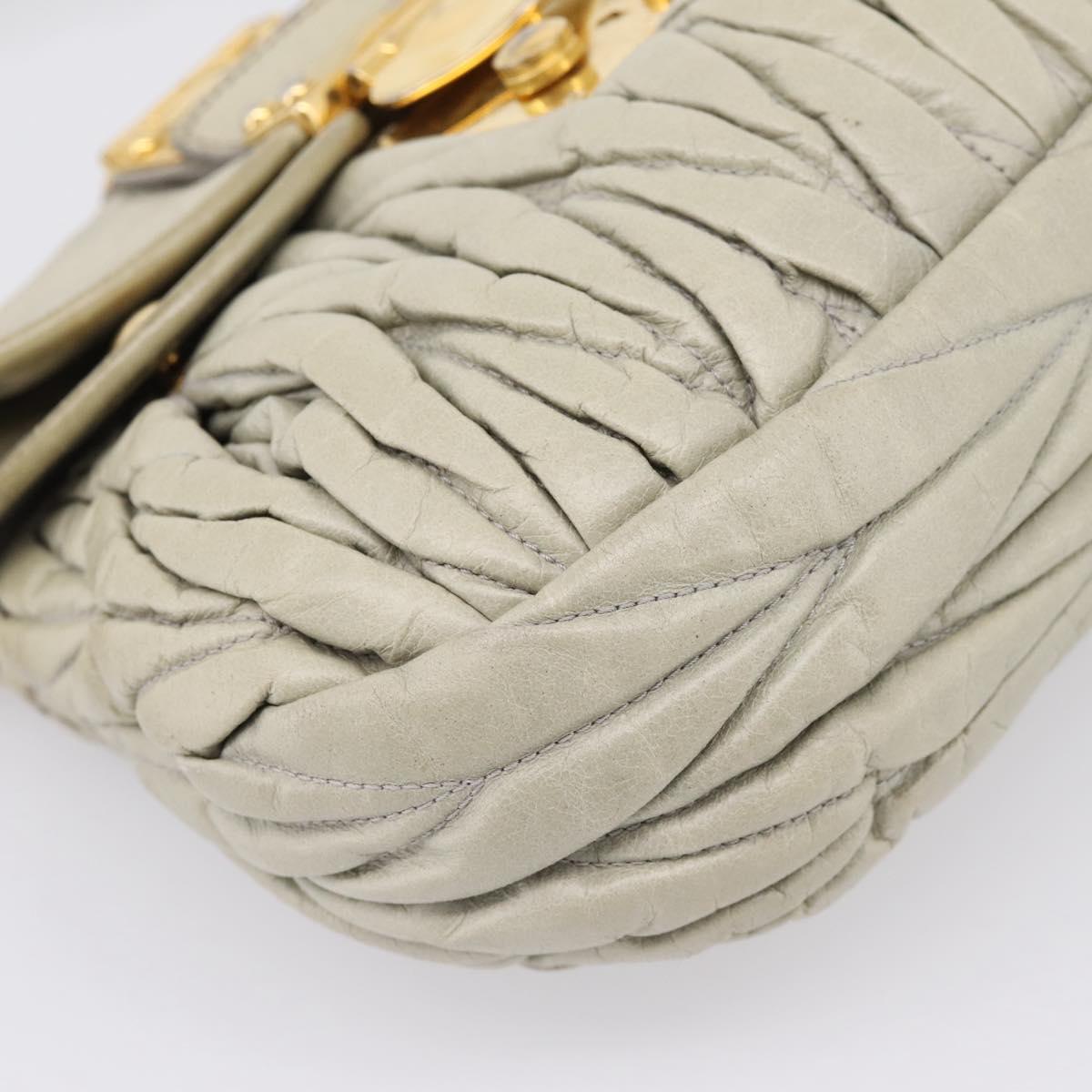 Miu Miu Matelasse Hand Bag Leather 2way Beige Gold Tone Auth 208870A