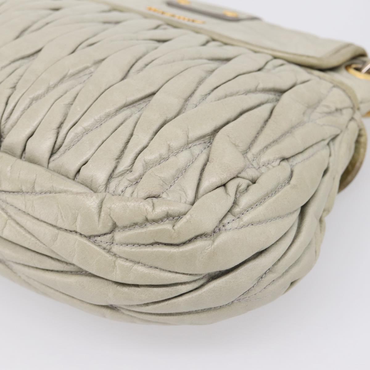 Miu Miu Matelasse Hand Bag Leather 2way Beige Gold Tone Auth 208870A