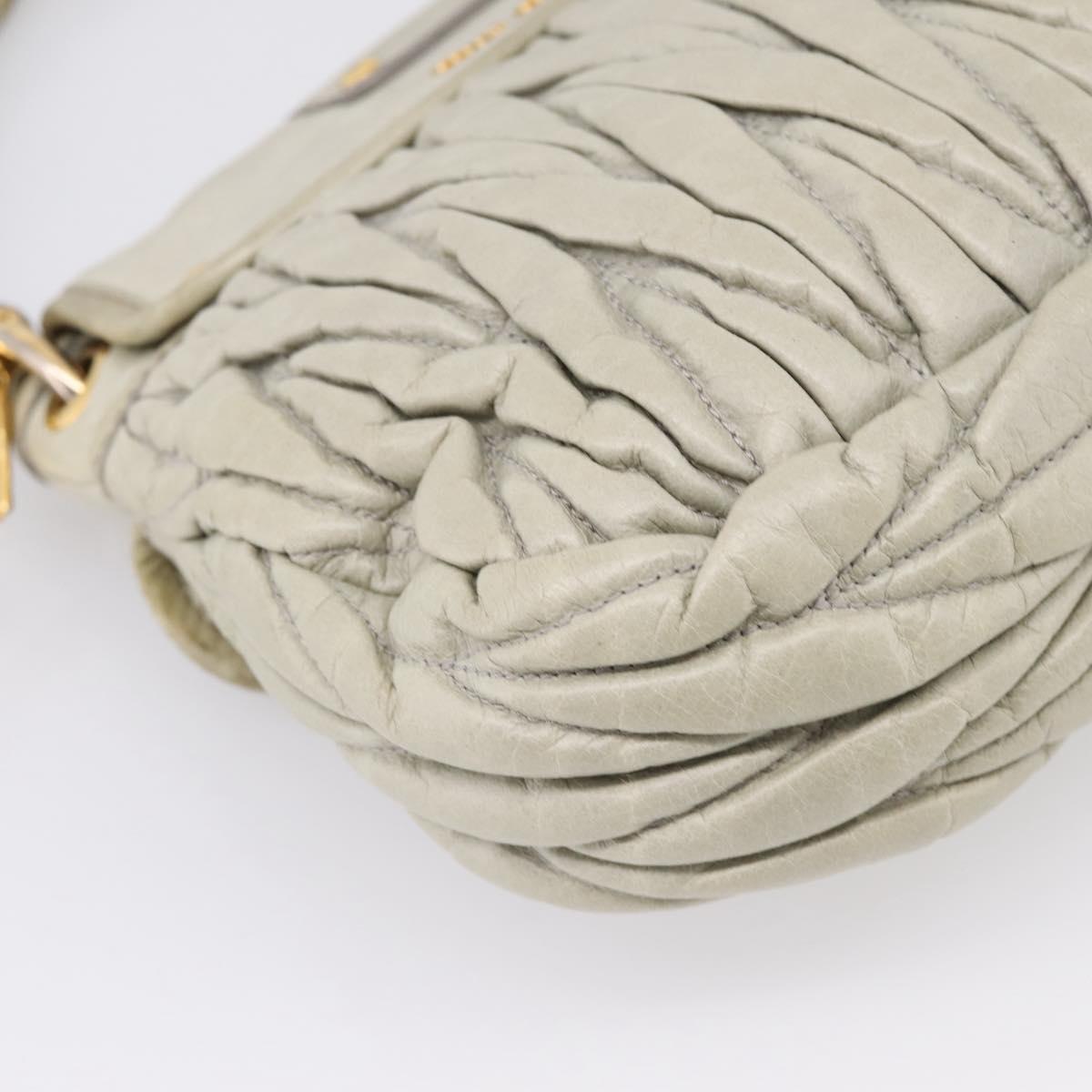 Miu Miu Matelasse Hand Bag Leather 2way Beige Gold Tone Auth 208870A
