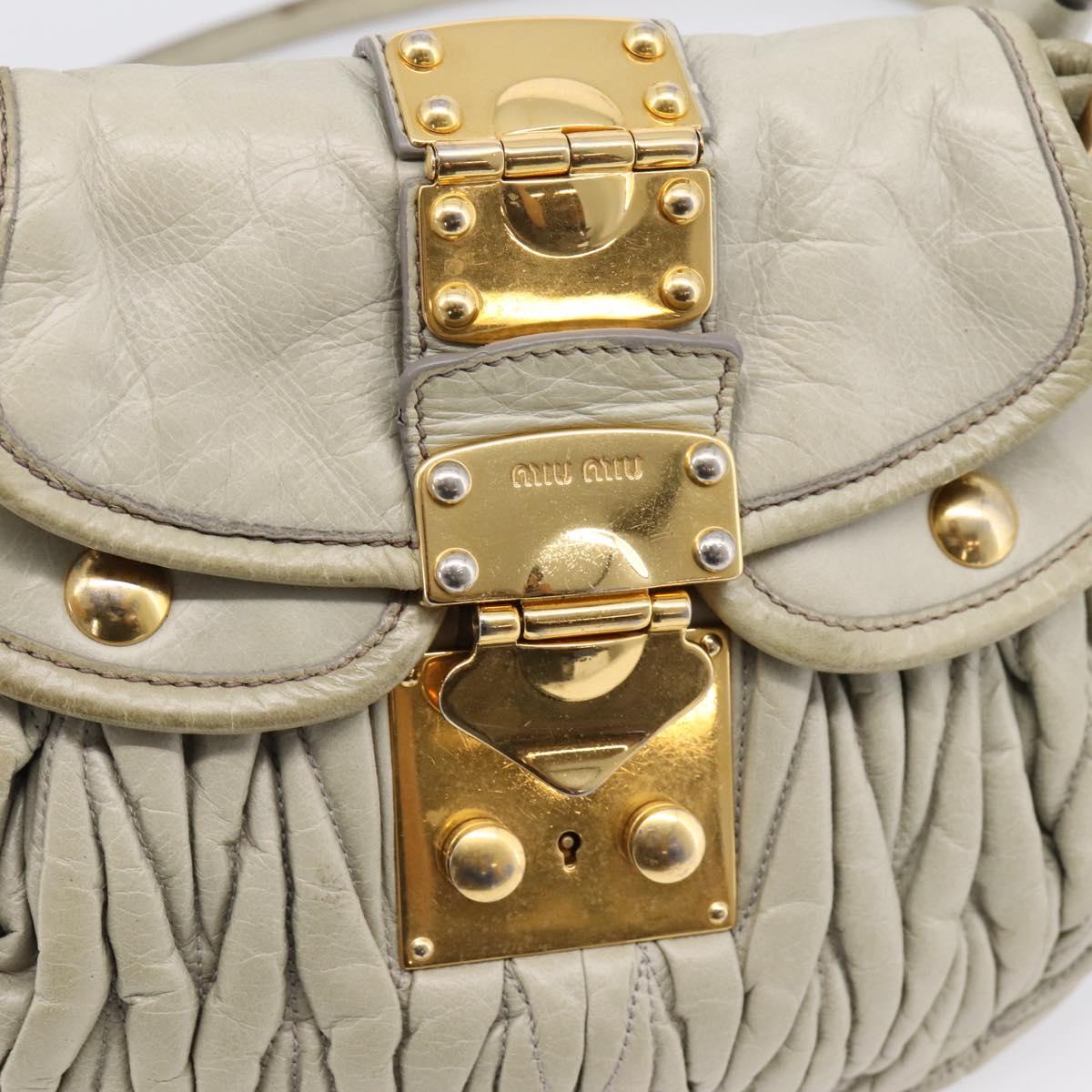 Miu Miu Matelasse Hand Bag Leather 2way Beige Gold Tone Auth 208870A