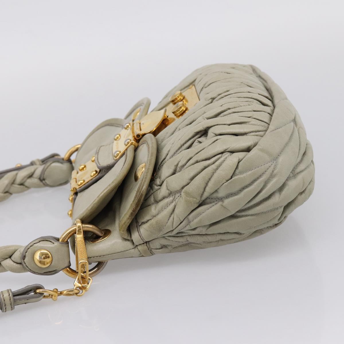 Miu Miu Matelasse Hand Bag Leather 2way Beige Gold Tone Auth 208870A