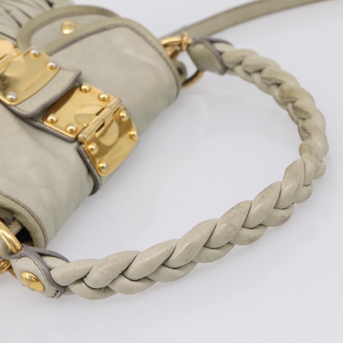 Miu Miu Matelasse Hand Bag Leather 2way Beige Gold Tone Auth 208870A