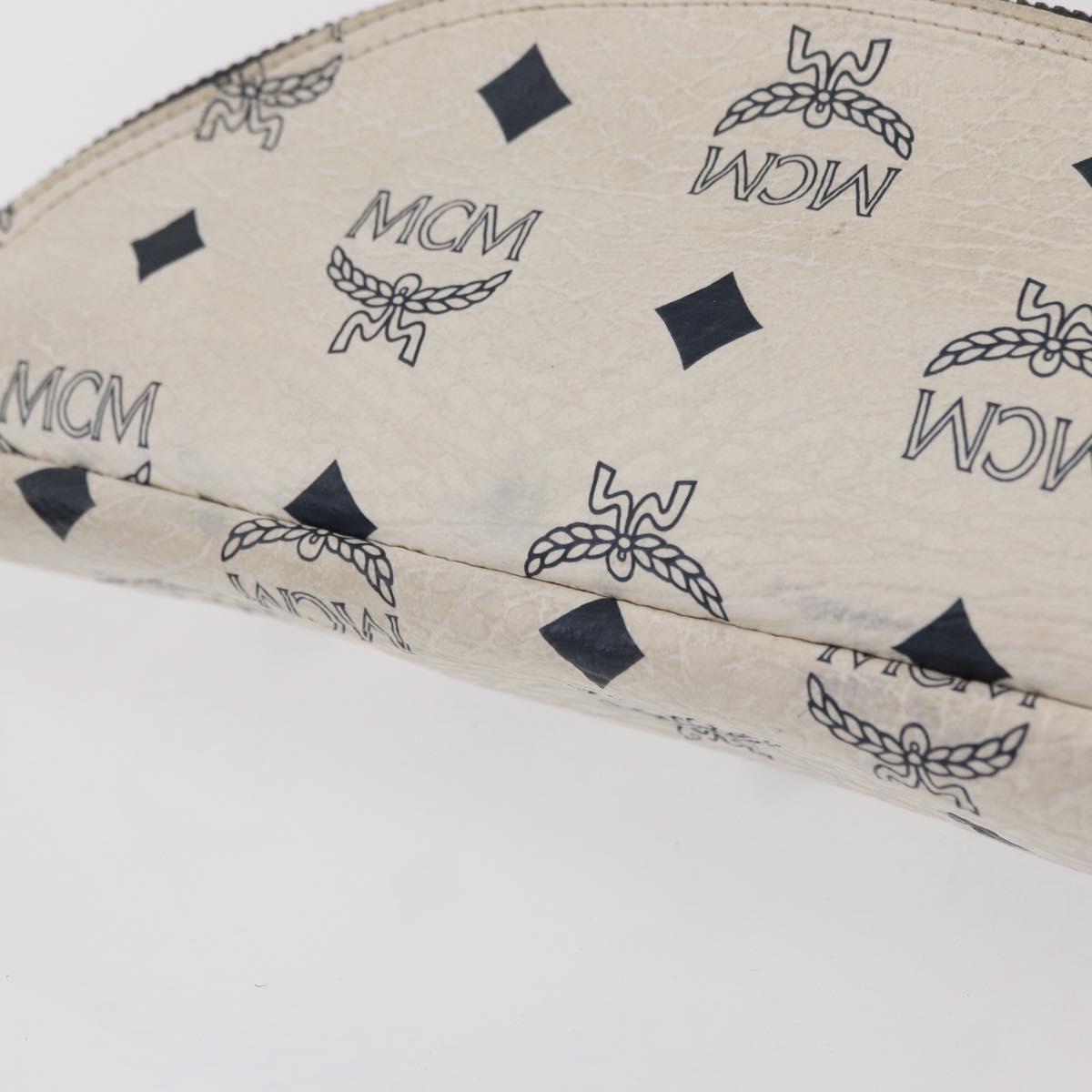 MCM Vicetos Waist Bag PVC Leather White Gold Tone Auth 208876
