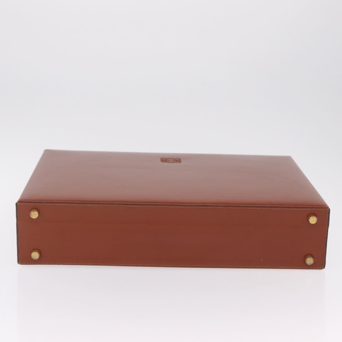 LOEWE Trunk Leather Brown Gold Tone Auth 208877A