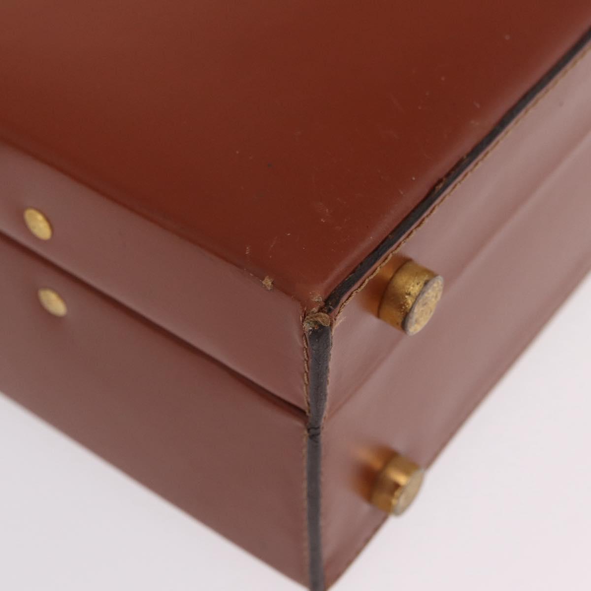 LOEWE Trunk Leather Brown Gold Tone Auth 208877A