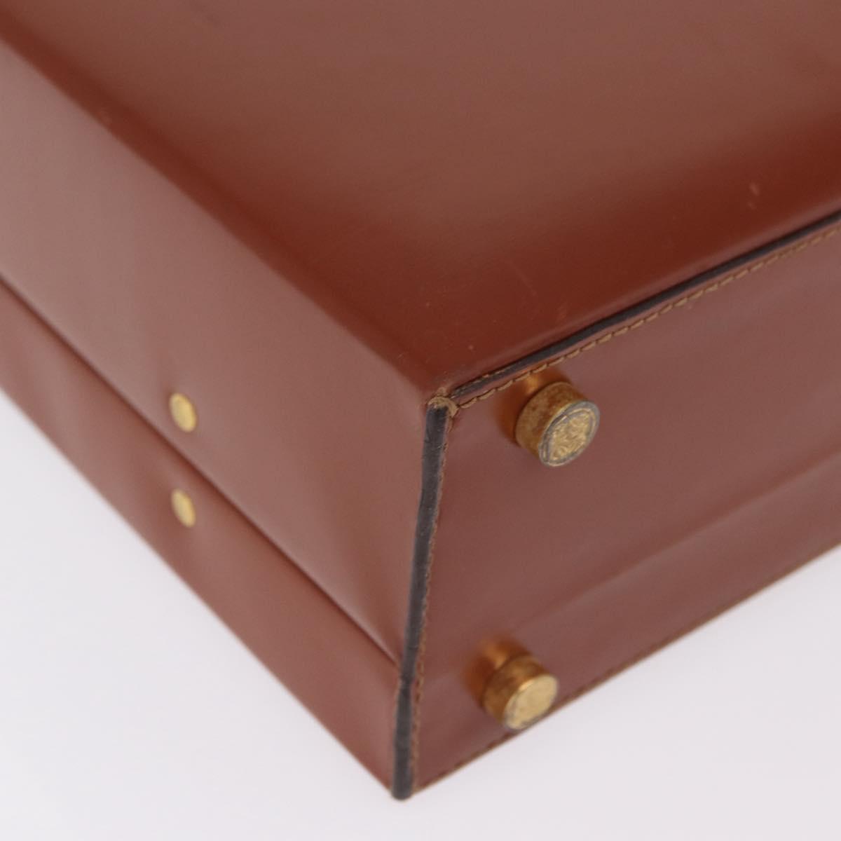 LOEWE Trunk Leather Brown Gold Tone Auth 208877A