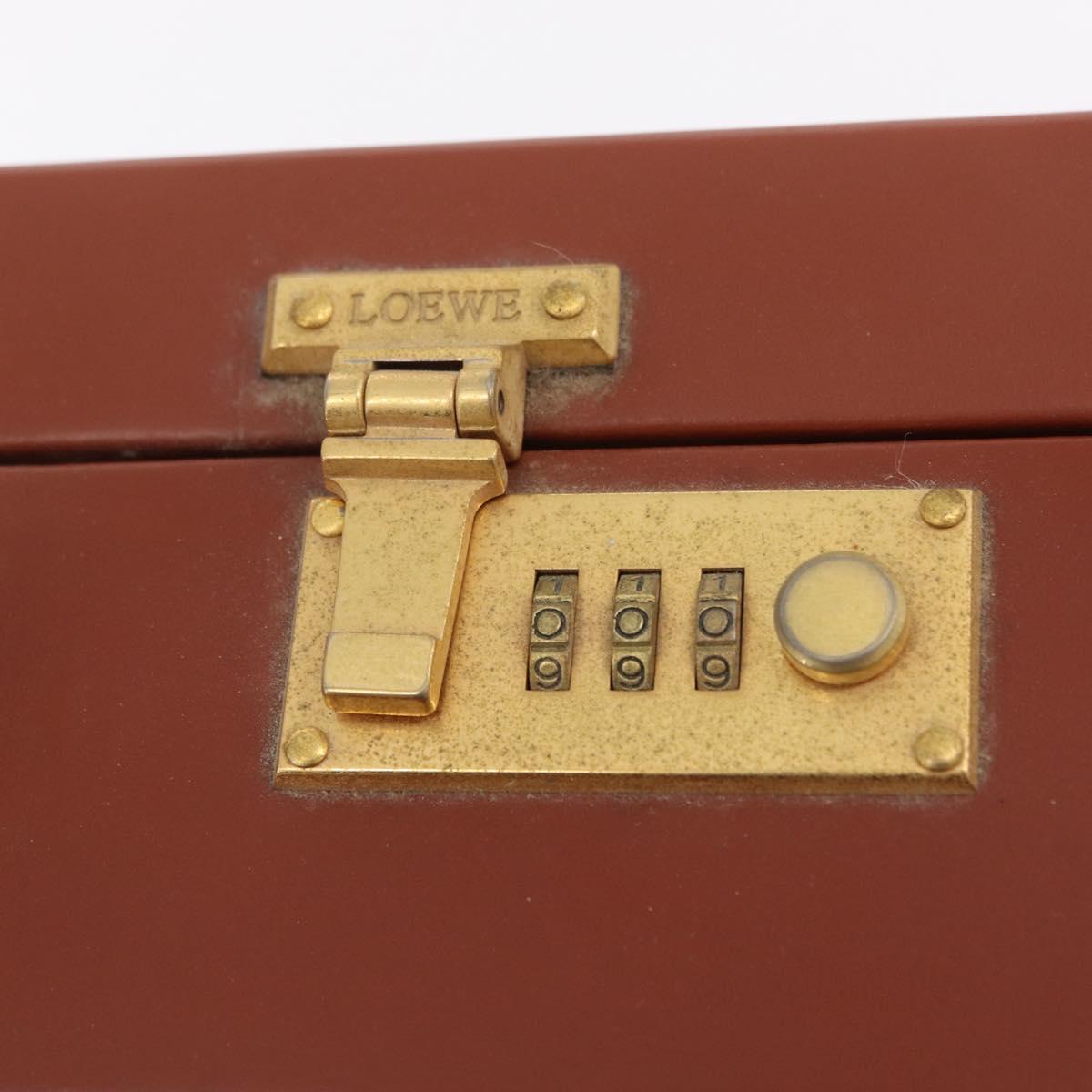 LOEWE Trunk Leather Brown Gold Tone Auth 208877A