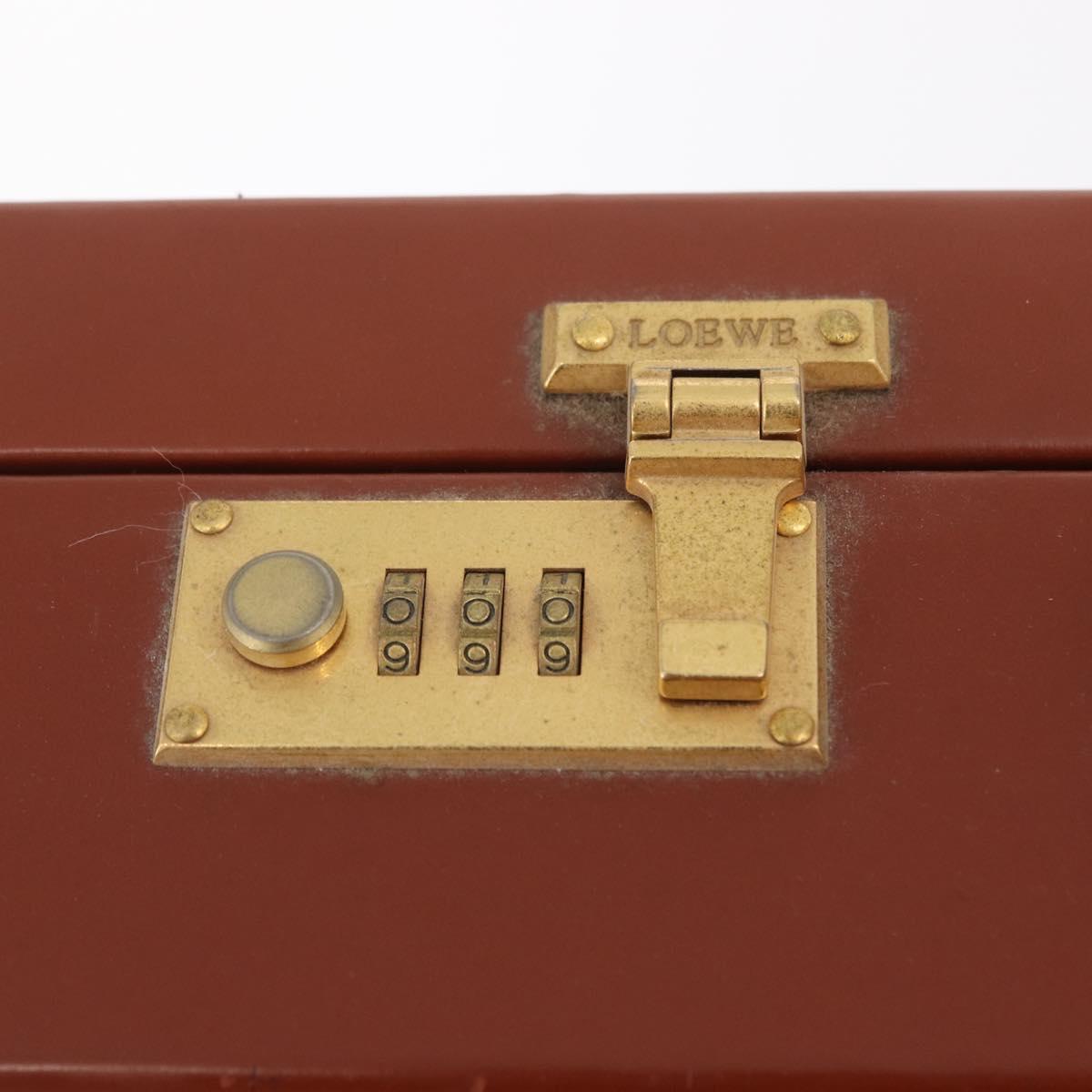 LOEWE Trunk Leather Brown Gold Tone Auth 208877A