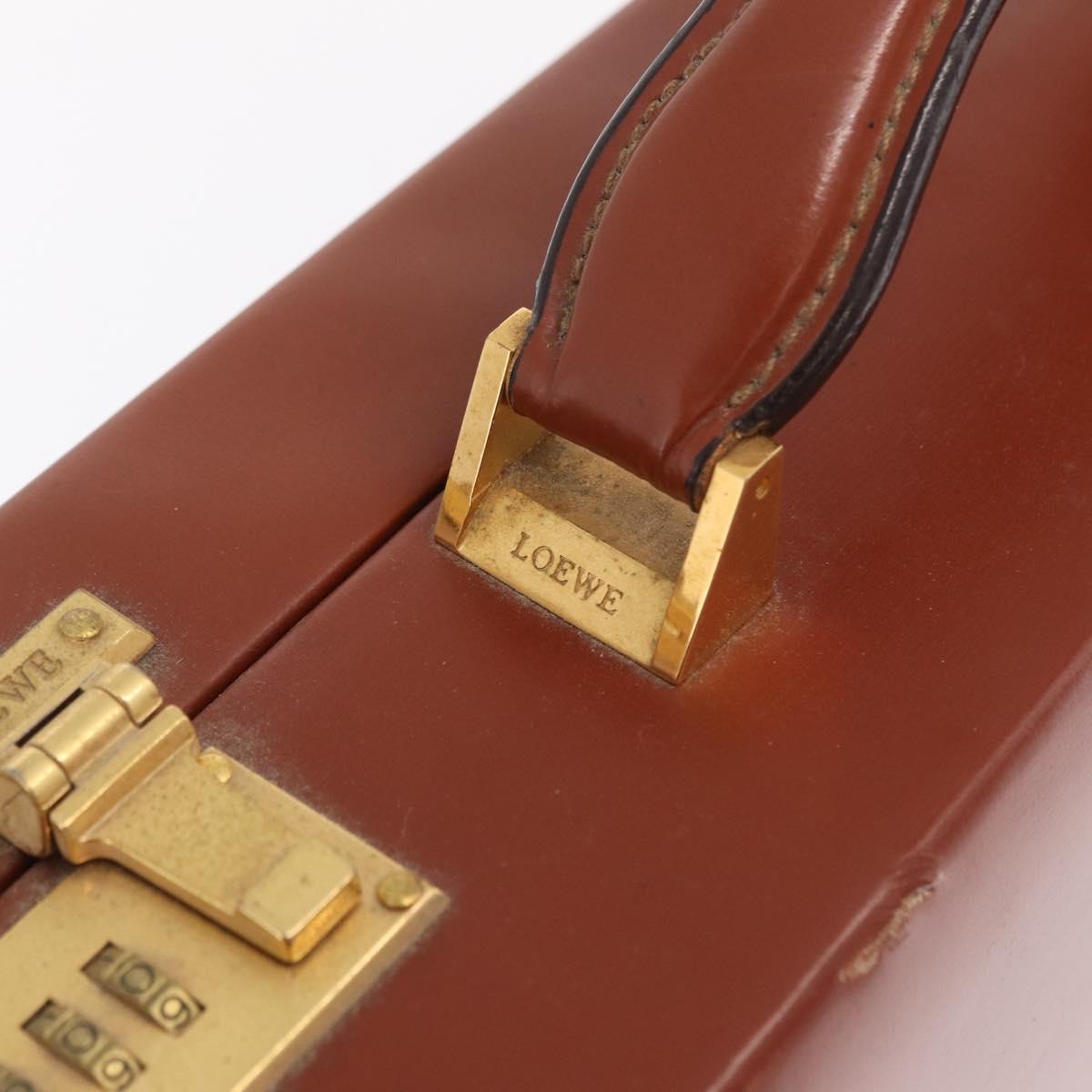 LOEWE Trunk Leather Brown Gold Tone Auth 208877A