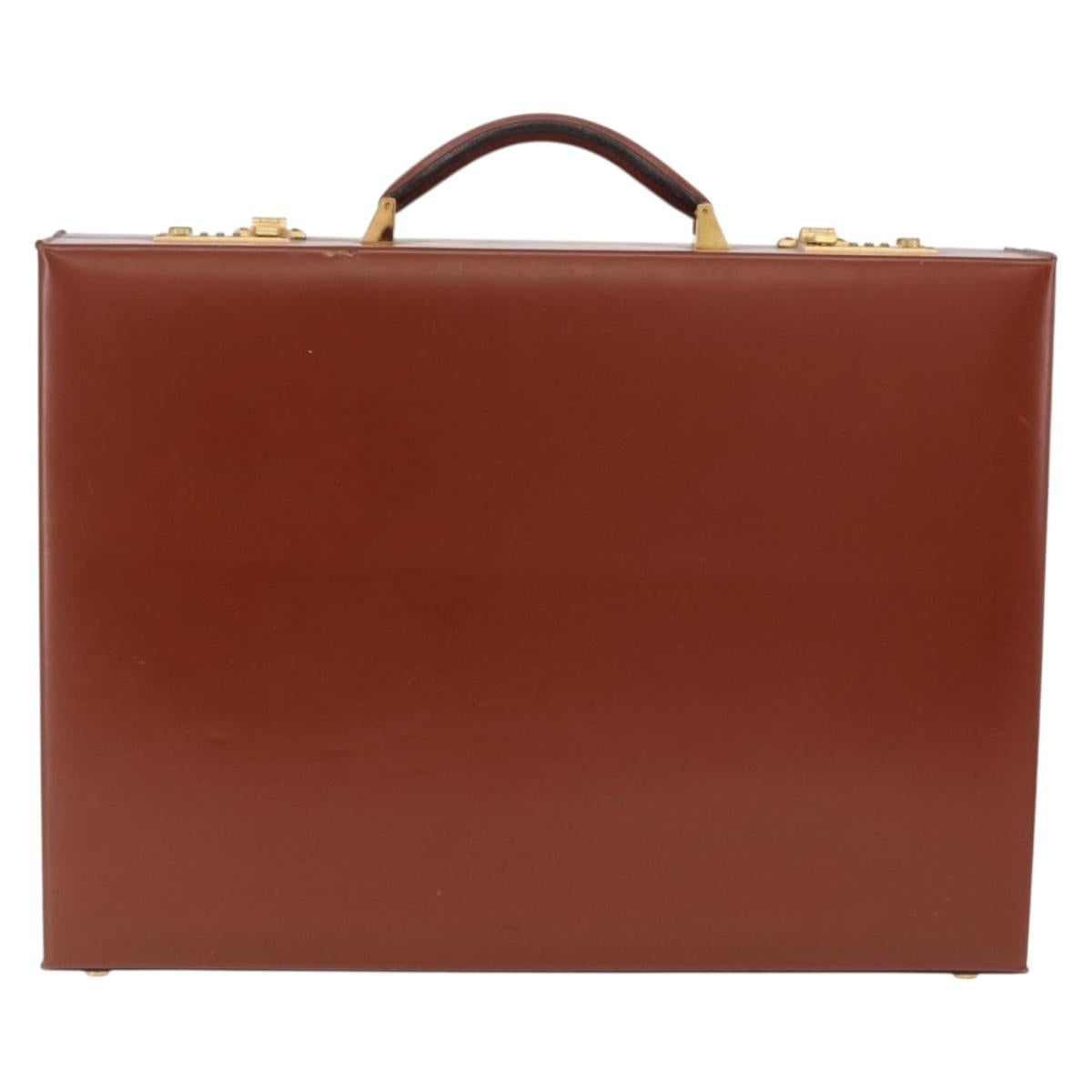 LOEWE Trunk Leather Brown Gold Tone Auth 208877A