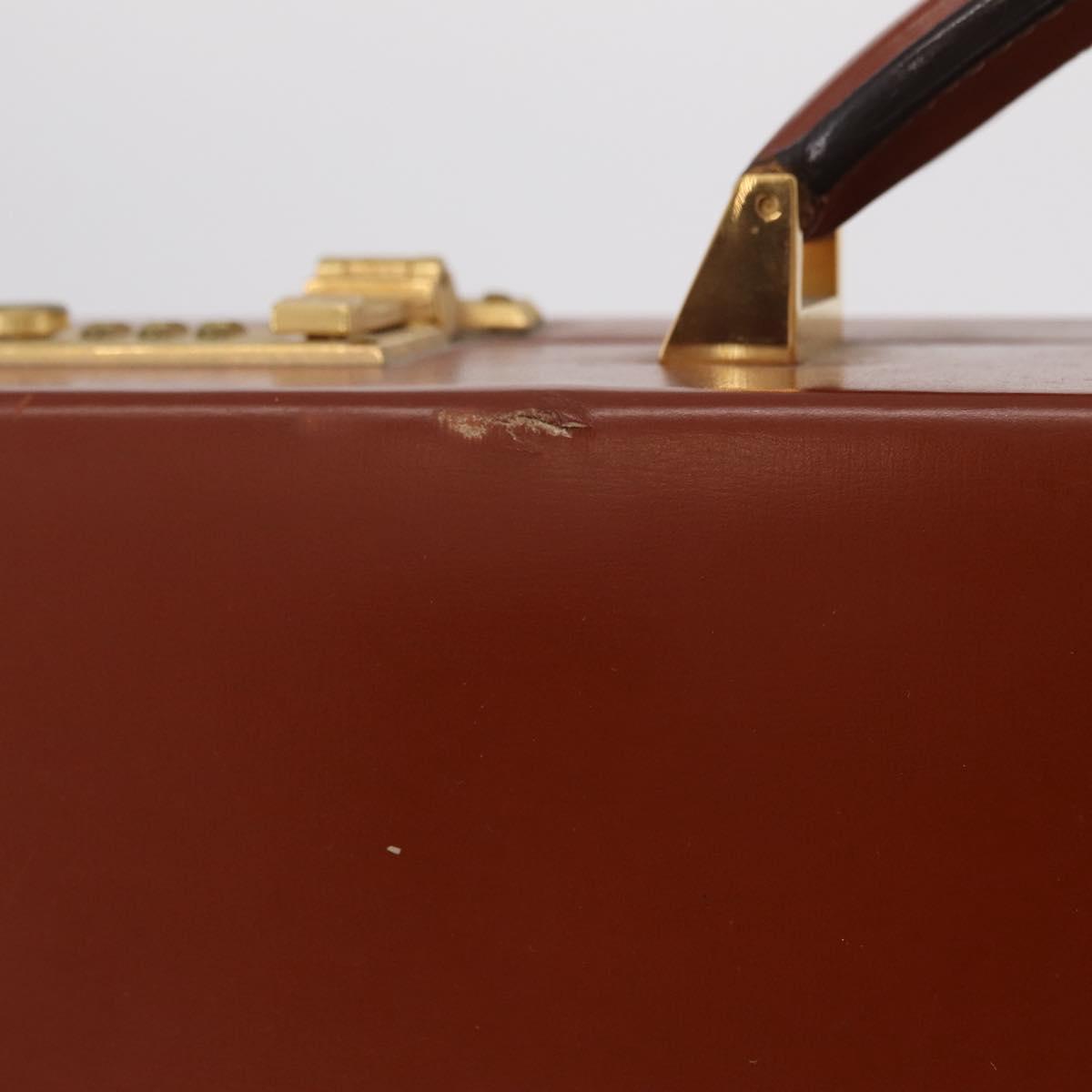 LOEWE Trunk Leather Brown Gold Tone Auth 208877A