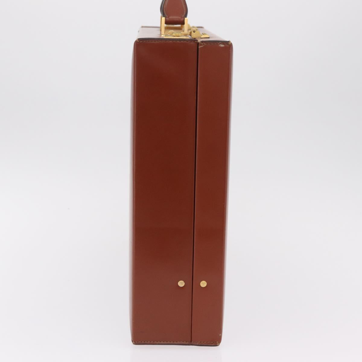 LOEWE Trunk Leather Brown Gold Tone Auth 208877A