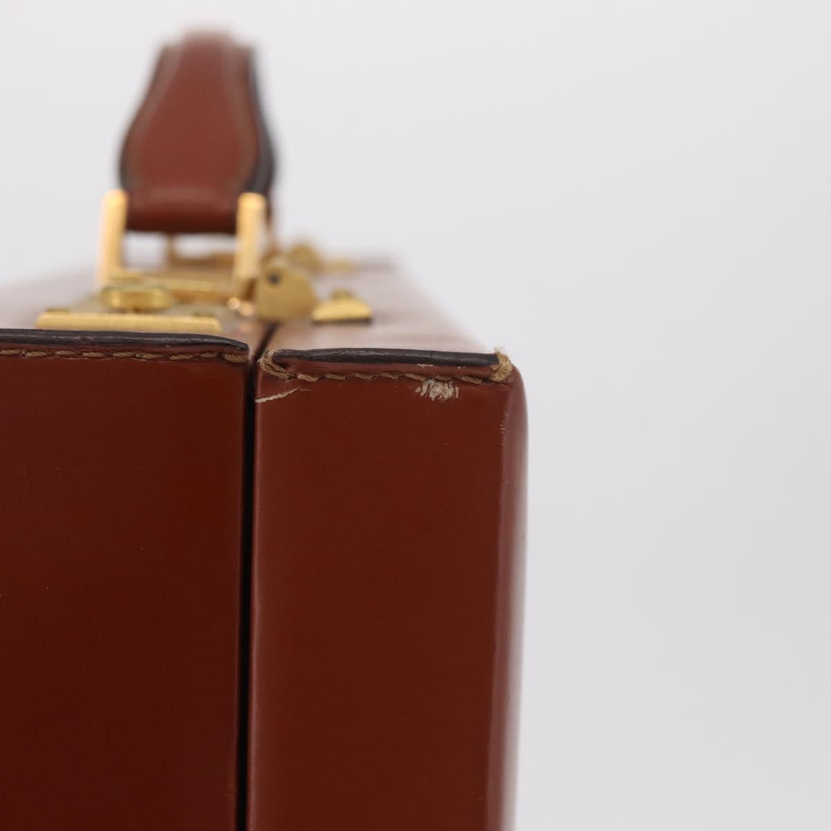 LOEWE Trunk Leather Brown Gold Tone Auth 208877A