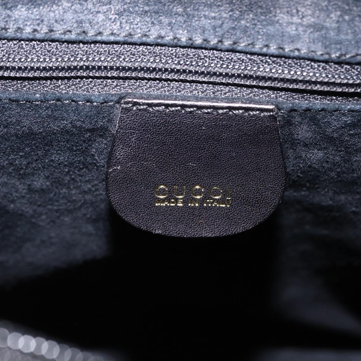 GUCCI Bamboo Shoulder Bag Leather Black Gold Tone Auth 208879V