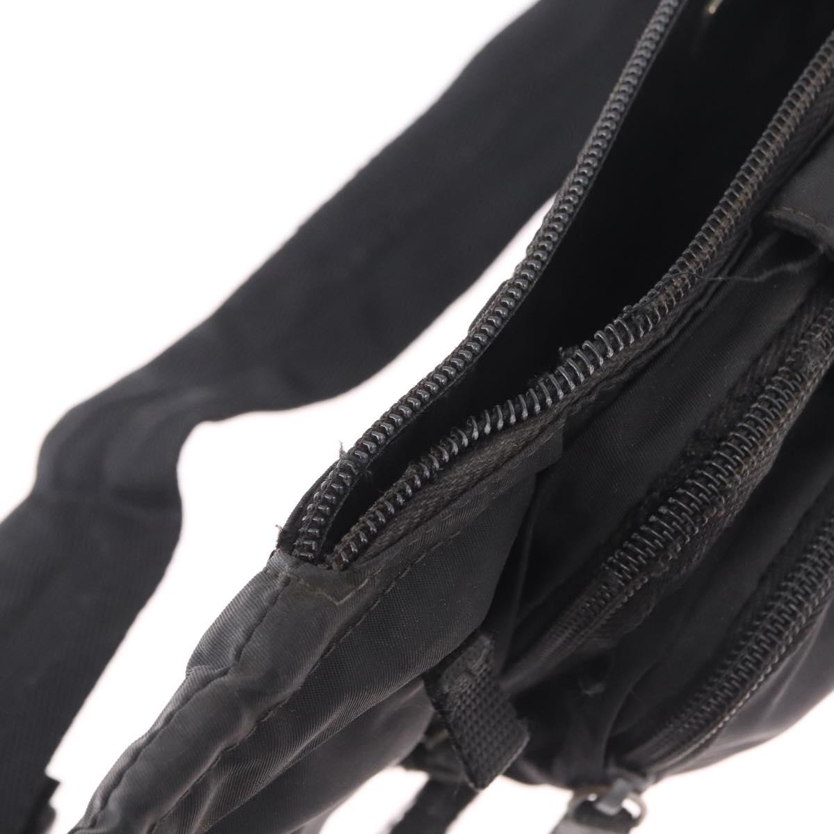 PRADA Waist Bag Nylon Black Silver Auth 208897