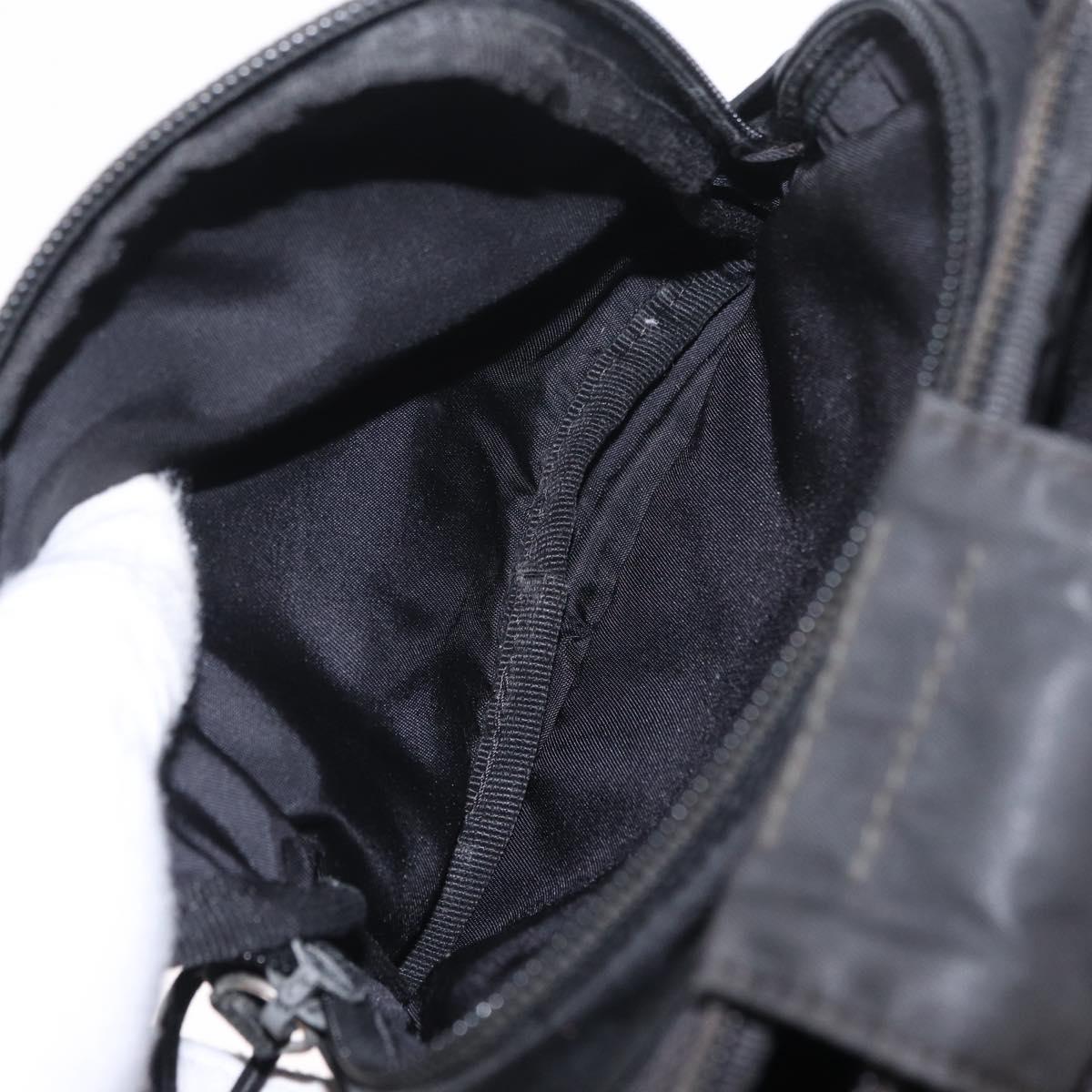 PRADA Waist Bag Nylon Black Silver Auth 208897