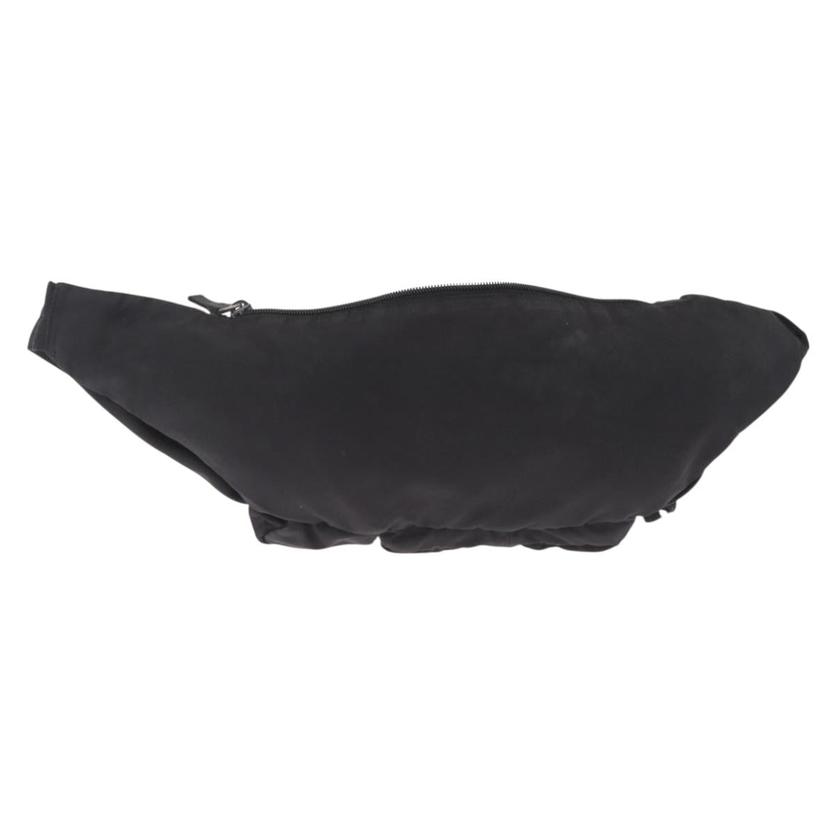 PRADA Waist Bag Nylon Black Silver Auth 208897