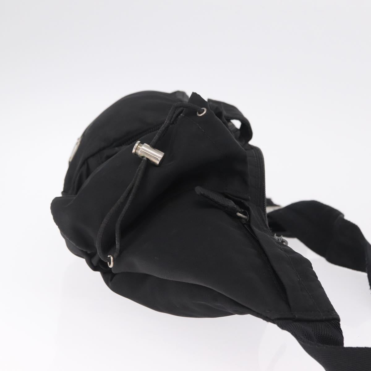 PRADA Waist Bag Nylon Black Silver Auth 208897
