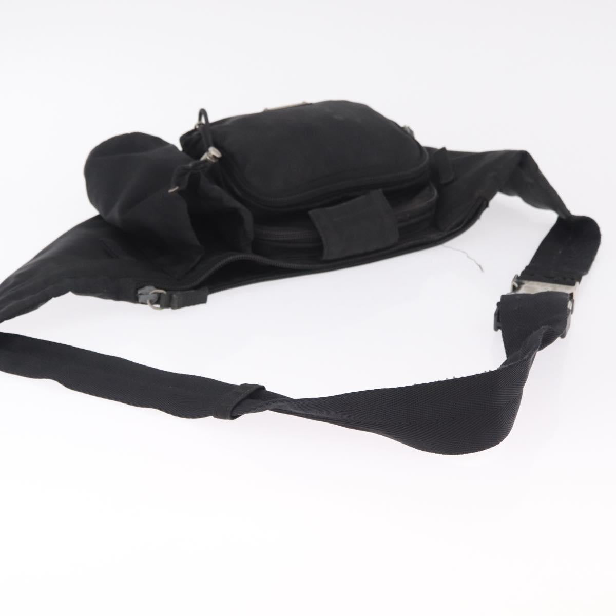 PRADA Waist Bag Nylon Black Silver Auth 208897