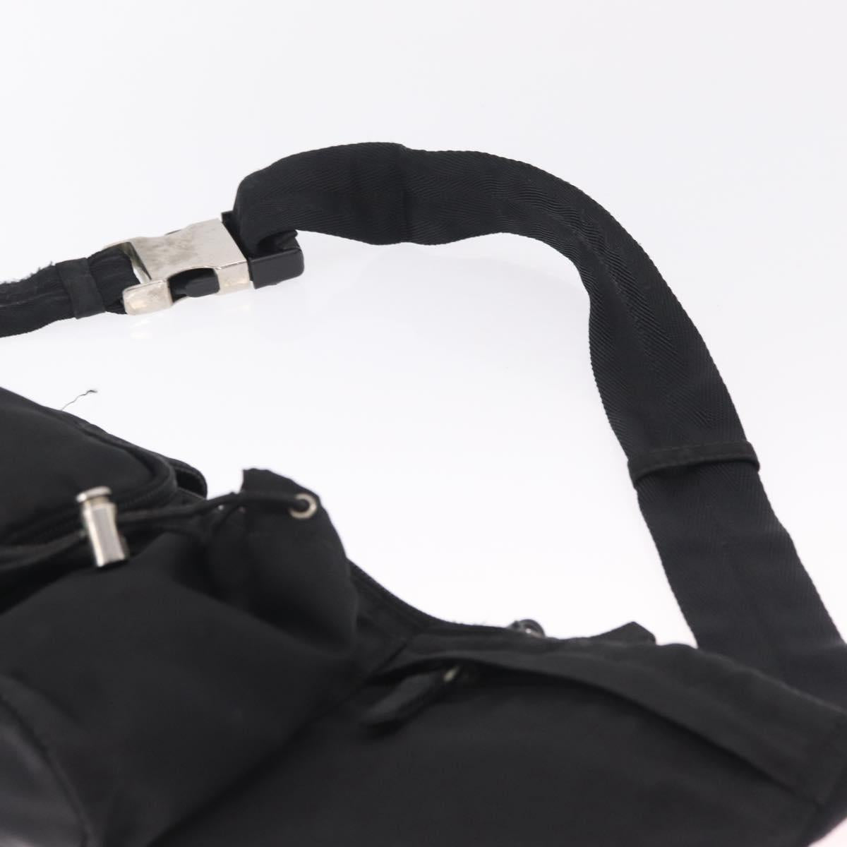 PRADA Waist Bag Nylon Black Silver Auth 208897