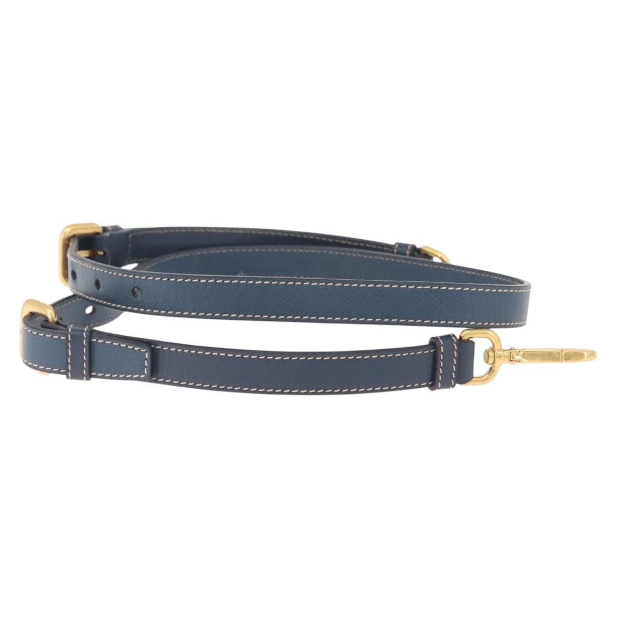 PRADA Shoulder Strap Saffiano leather Navy Gold Auth 208907