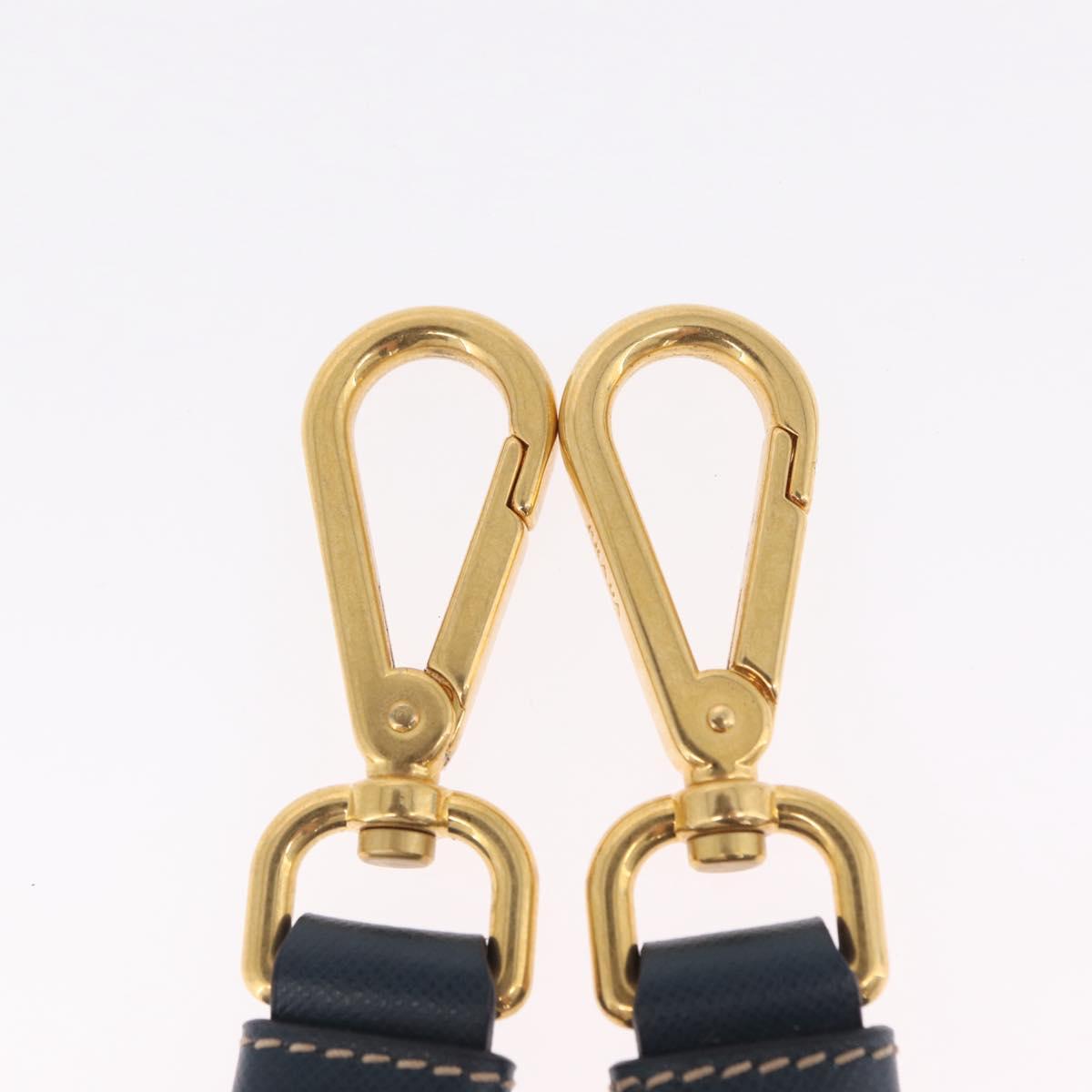 PRADA Shoulder Strap Saffiano leather Navy Gold Auth 208907