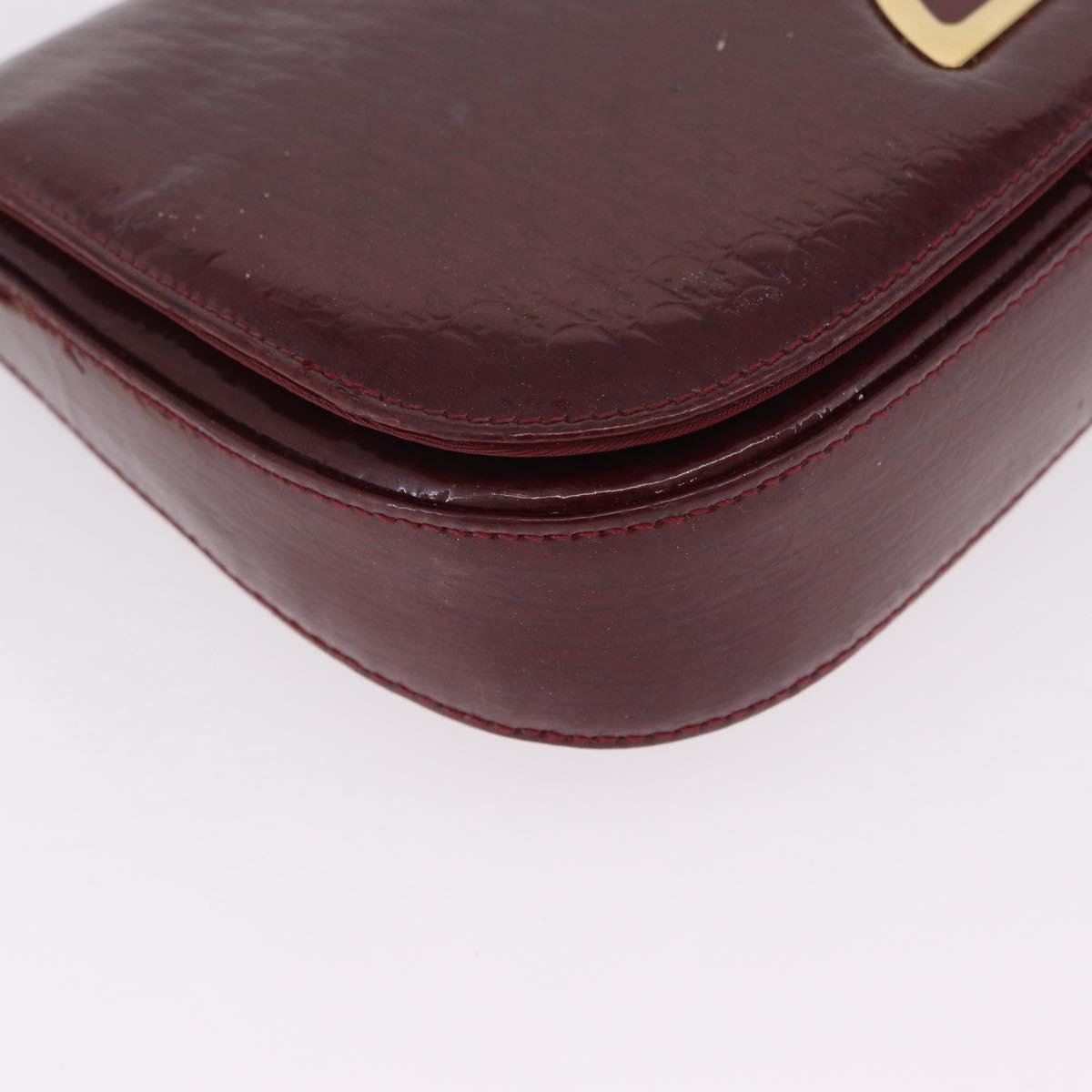 Christian Dior Trotter Canvas Shoulder Bag Patent Red Gold Auth 208932