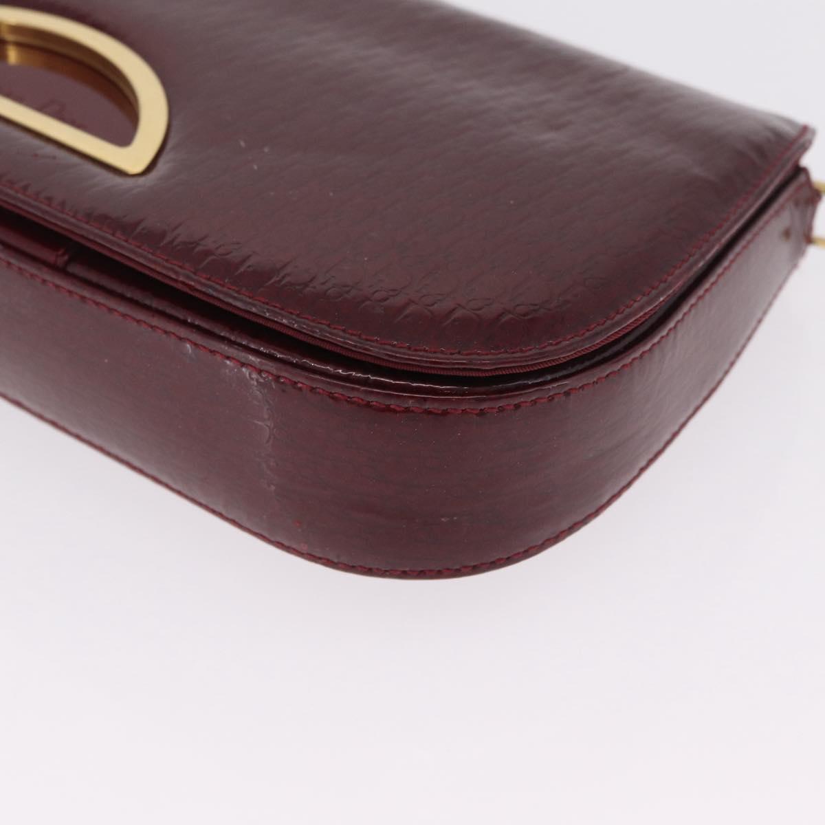 Christian Dior Trotter Canvas Shoulder Bag Patent Red Gold Auth 208932