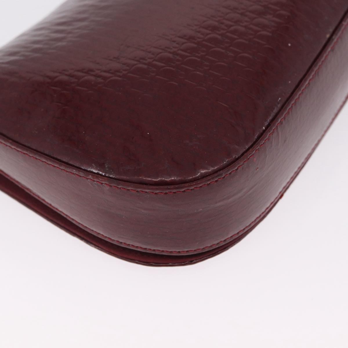 Christian Dior Trotter Canvas Shoulder Bag Patent Red Gold Auth 208932
