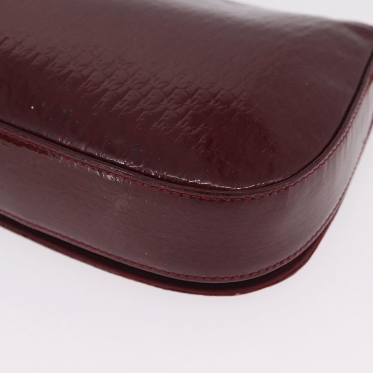 Christian Dior Trotter Canvas Shoulder Bag Patent Red Gold Auth 208932