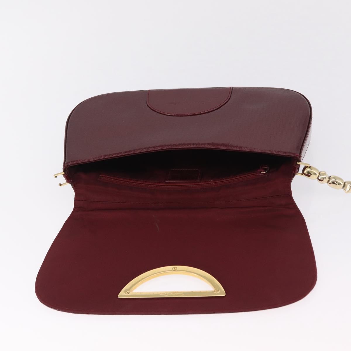 Christian Dior Trotter Canvas Shoulder Bag Patent Red Gold Auth 208932