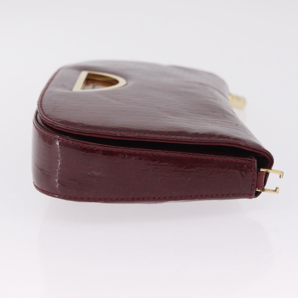 Christian Dior Trotter Canvas Shoulder Bag Patent Red Gold Auth 208932