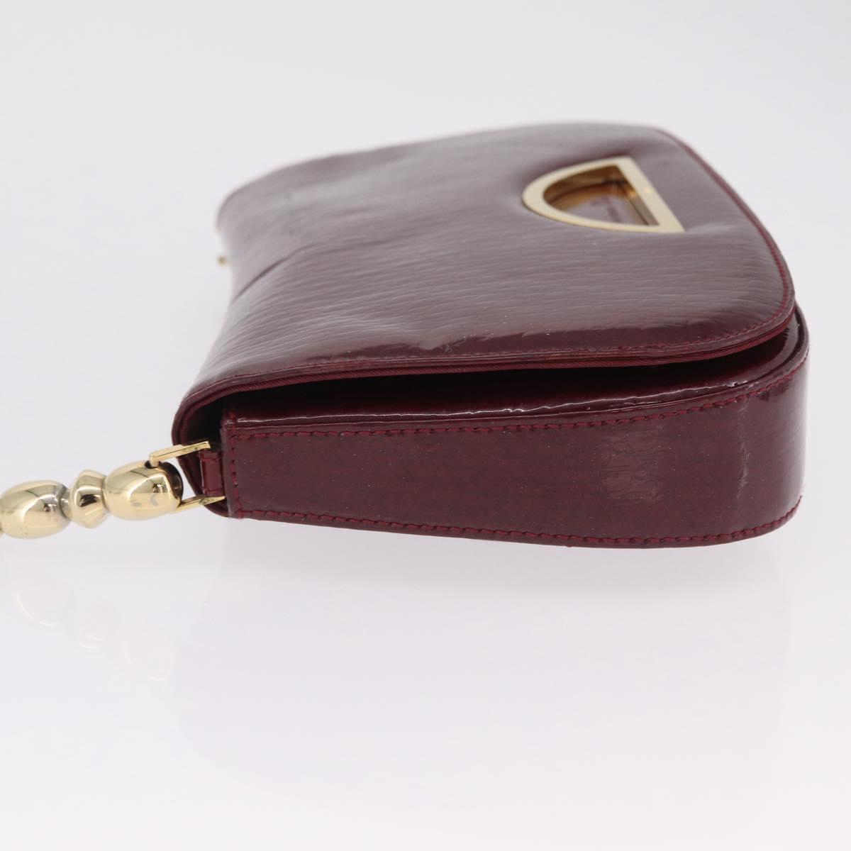 Christian Dior Trotter Canvas Shoulder Bag Patent Red Gold Auth 208932