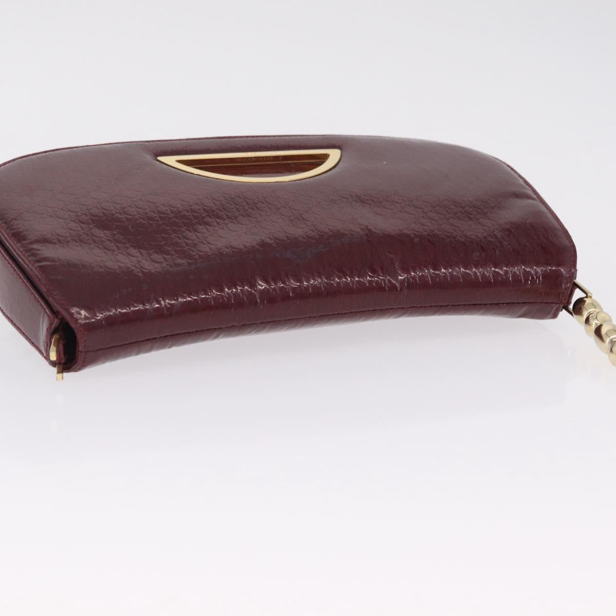 Christian Dior Trotter Canvas Shoulder Bag Patent Red Gold Auth 208932