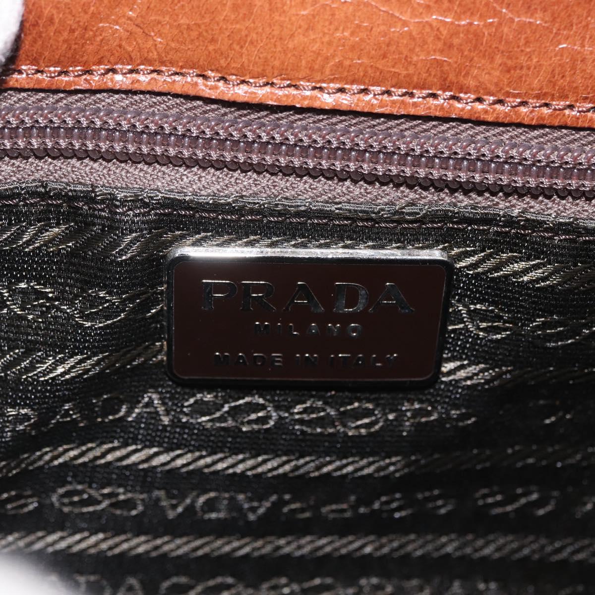 PRADA Hand Bag Leather Brown Auth 208933