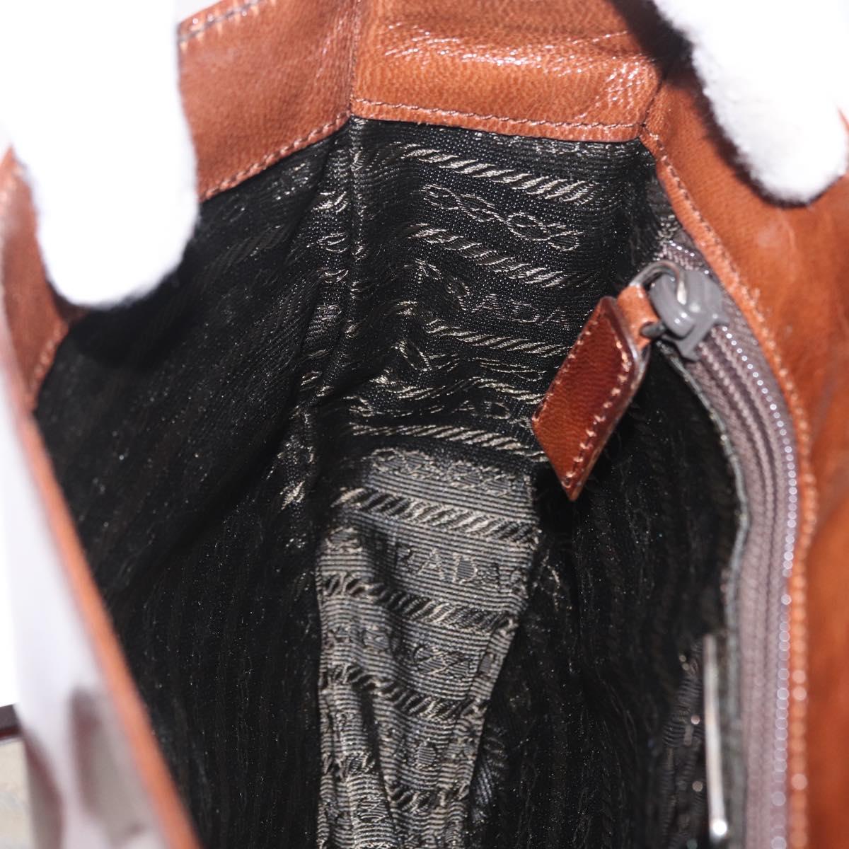 PRADA Hand Bag Leather Brown Auth 208933