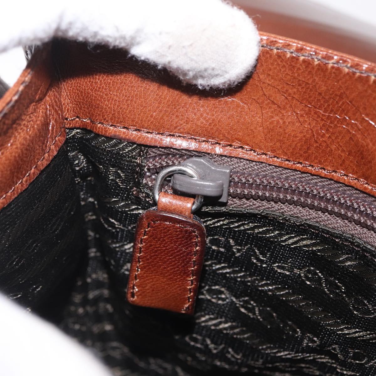 PRADA Hand Bag Leather Brown Auth 208933