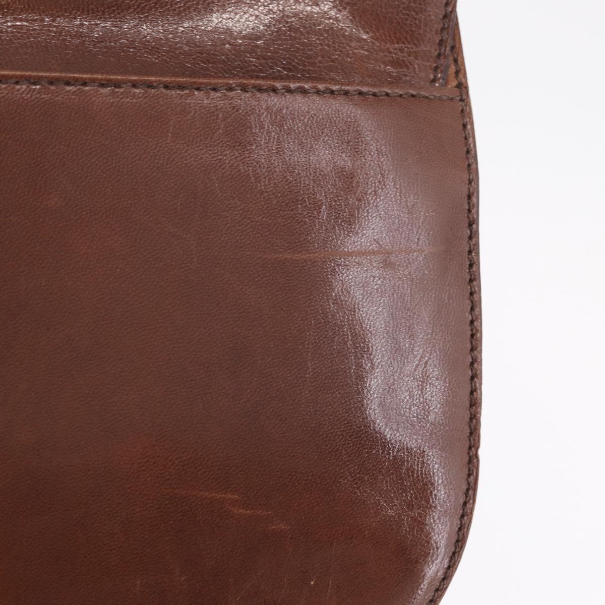 PRADA Hand Bag Leather Brown Auth 208933