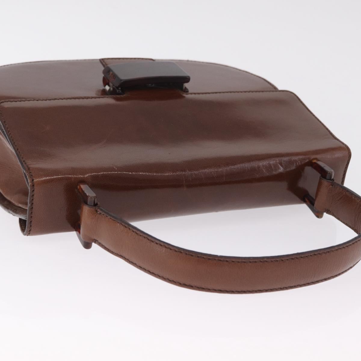 PRADA Hand Bag Leather Brown Auth 208933