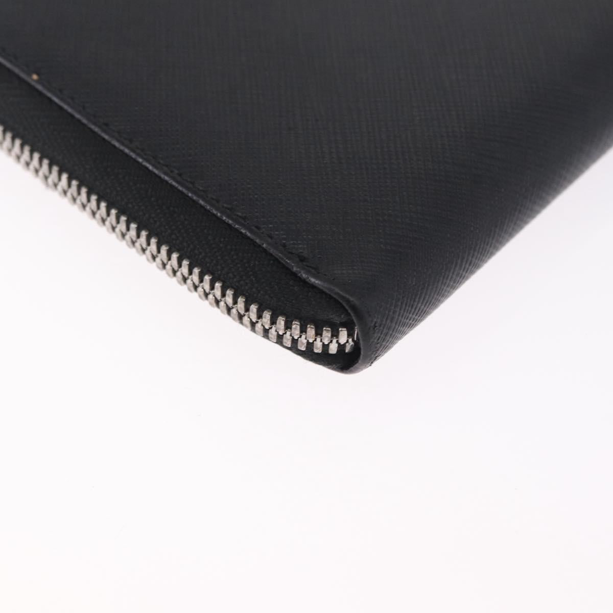 Salvatore Ferragamo Gancini Long Wallet Leather Black Silver Auth 208953V