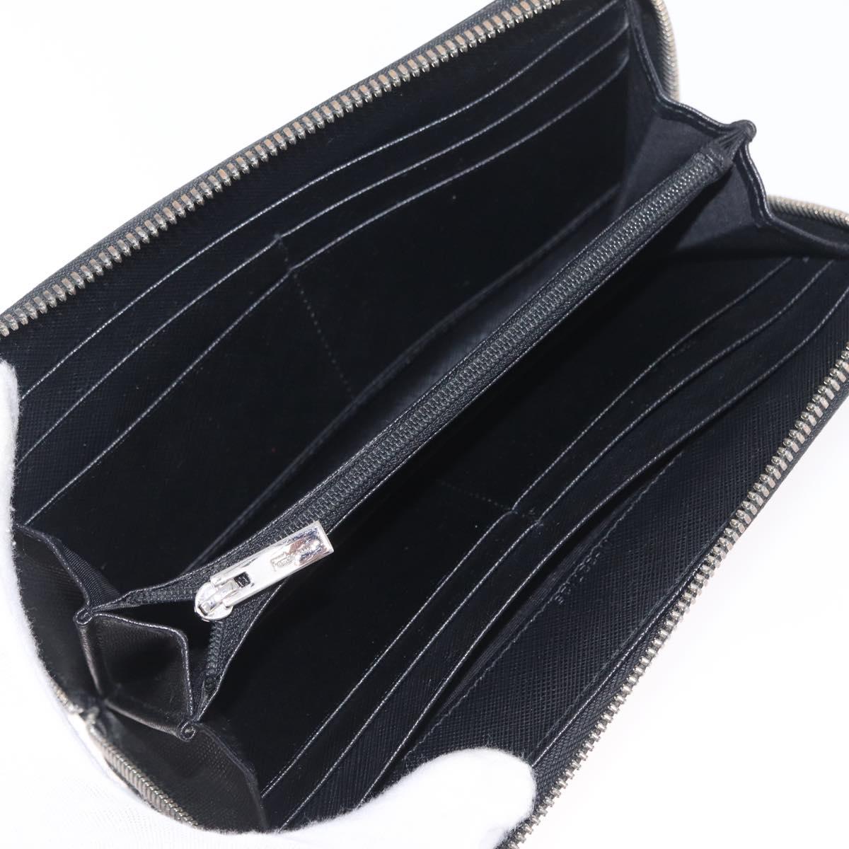 Salvatore Ferragamo Gancini Long Wallet Leather Black Silver Auth 208953V
