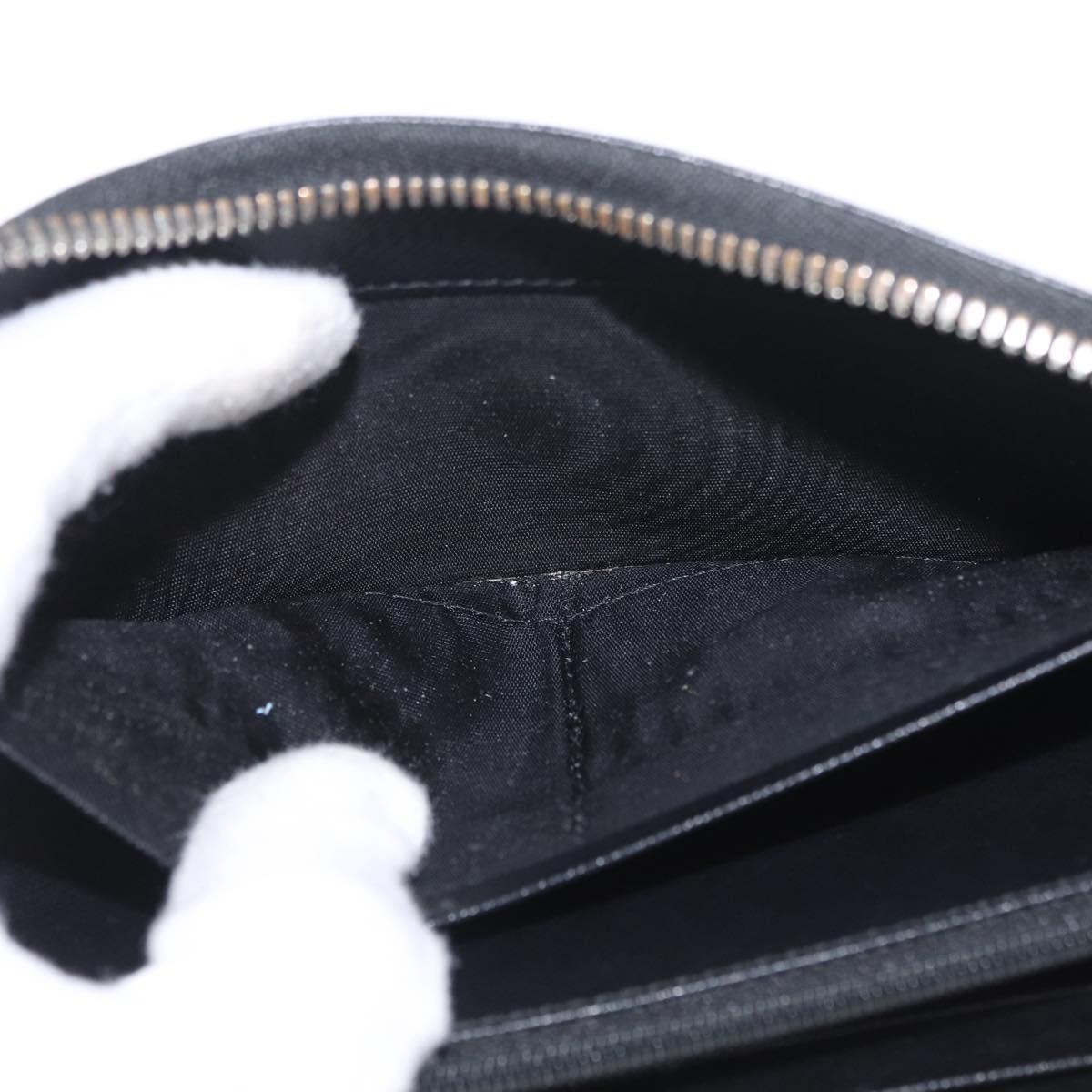 Salvatore Ferragamo Gancini Long Wallet Leather Black Silver Auth 208953V